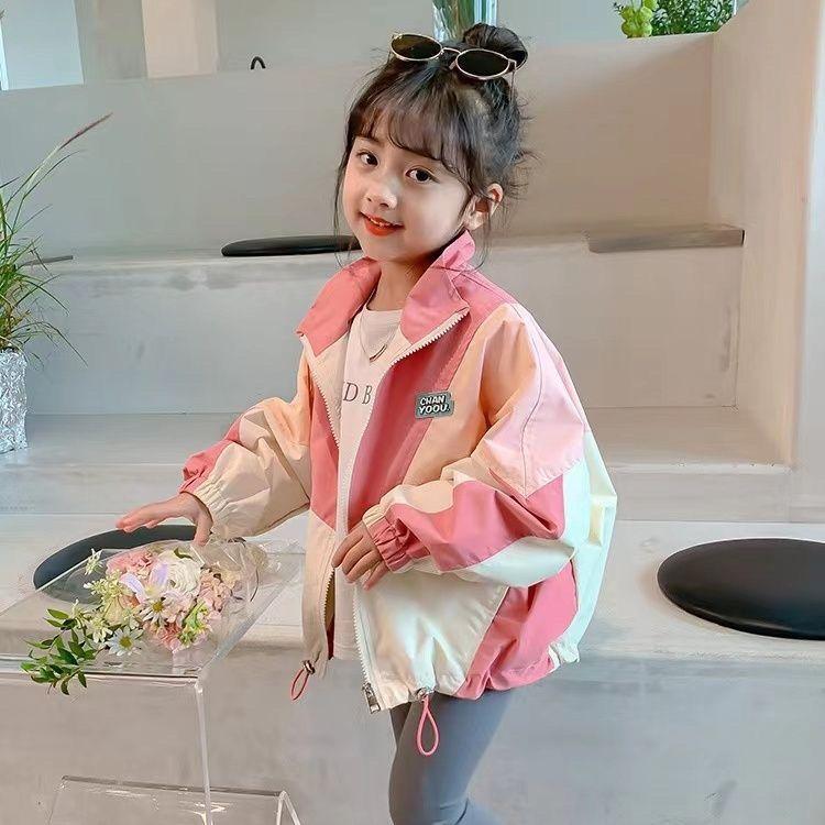 Spring Girls Baseball Jackets Colorblocking Trench Coats Children Girls Jackets Autumn Fashion Casual Outerwear