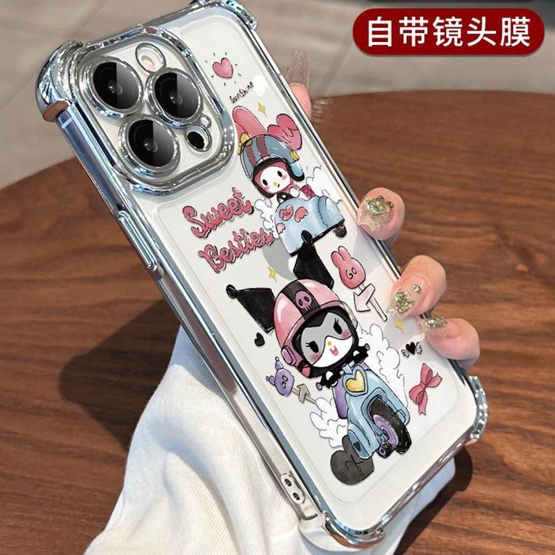 Applicable to Apple 17Pro electroplated mobile phone case cute IPhone16 motorcycle Kulomi four-corner anti-drop soft cover