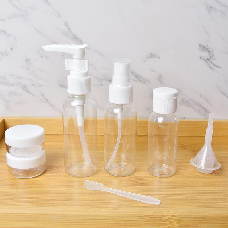 8-i-1 Reiseflaske Påfyllingssett Kosmetikk Lotion Spray Lotion & Ansiktskrem Krukke Skjønnhet Sub-flaske