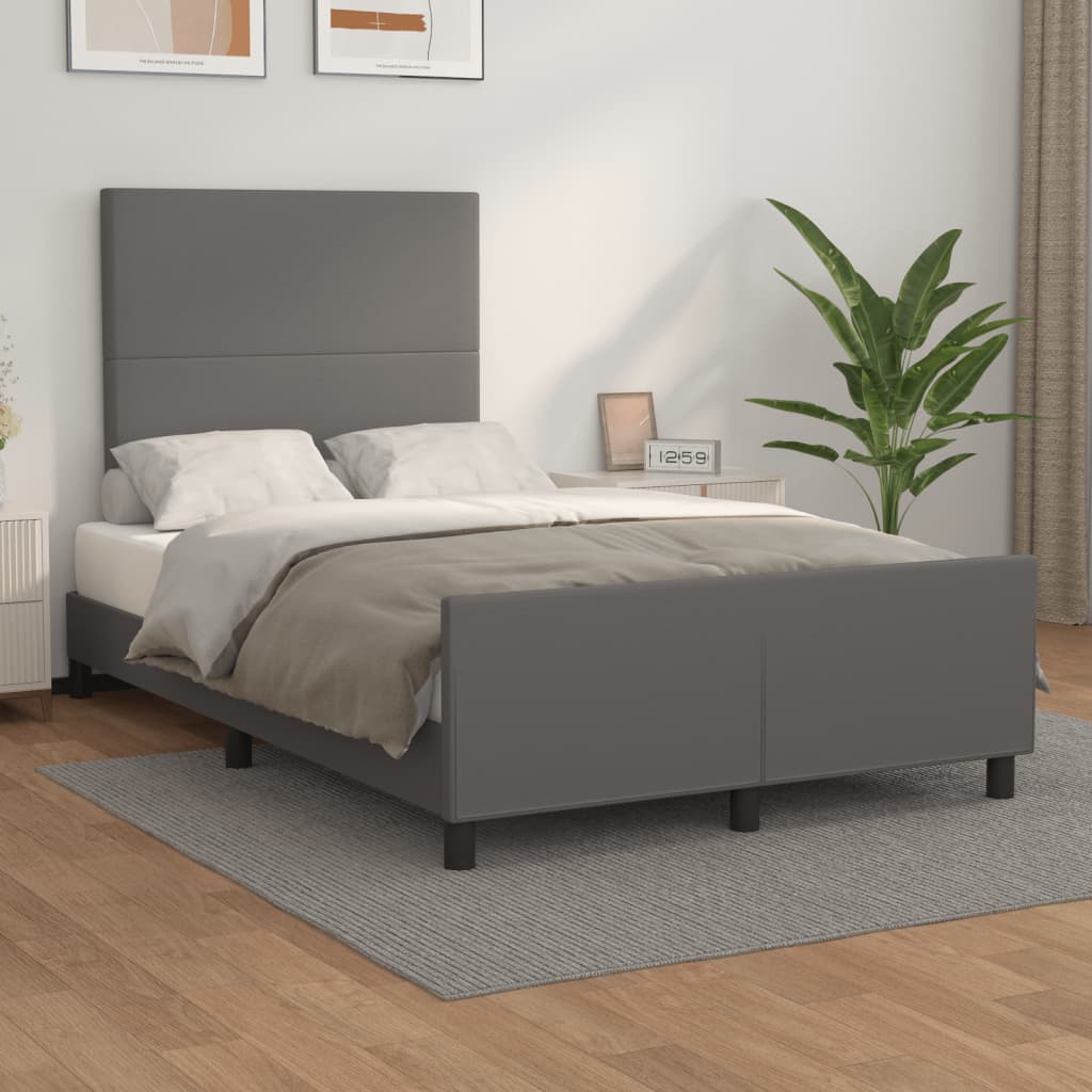 Bed Frame without Mattress Gray 120 x 190 cm Faux Leather