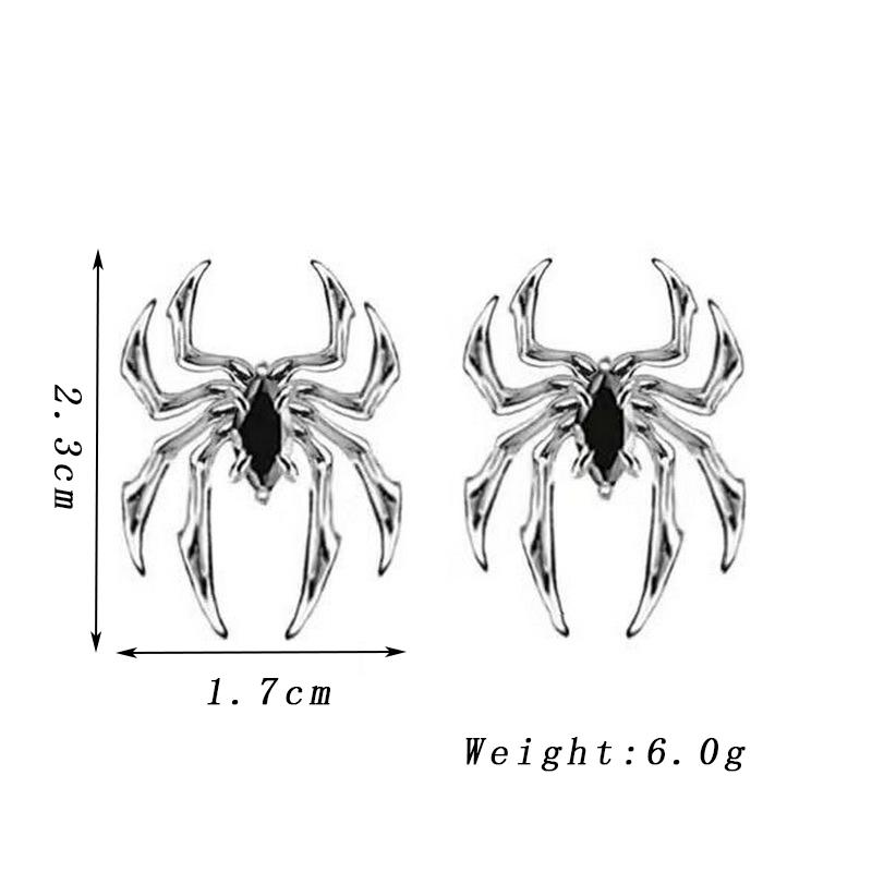 

Copper Color Metal Spider Earrings with Black Acrylic Horse Eye Bead Halloween Statement Earrings for Women Gift Zircon Other