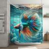 Whimsical Fish Shower Curtain High-Quality Printed Fabric for Bathroom Decorations Bright Blue Green Red Yellow Orange Colorful