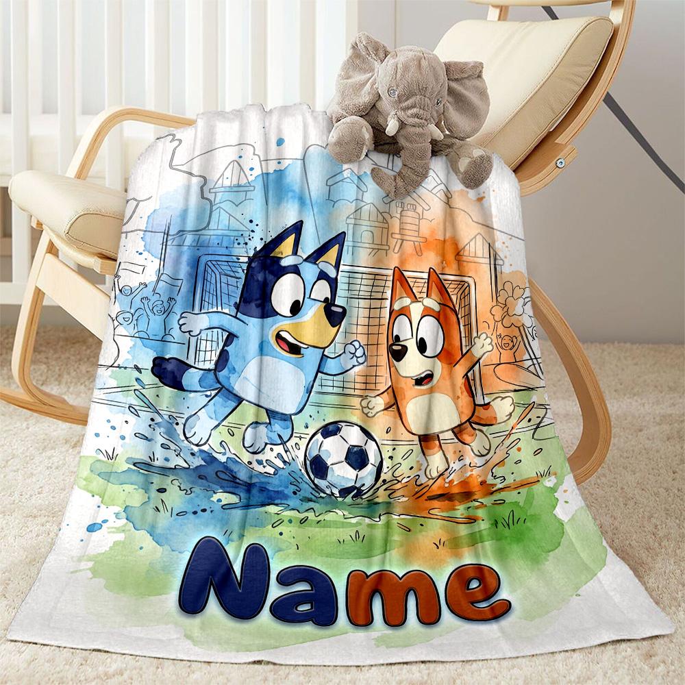 Cartoon Soccer Stars Trophy Customize Text Blanket Gift Personalized Blanket Warmthful Decor Great for Seaside Home Decor Livingroom Sofa