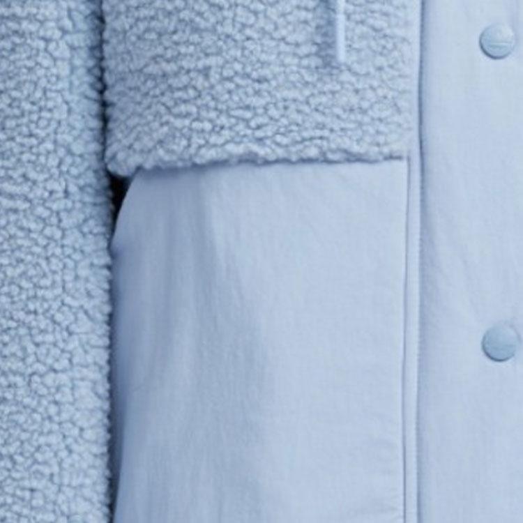 Adidas Originals Solid Color Embroidered Logo Zip-Up Stand Collar Jacket Women Jacket Blue HY1374