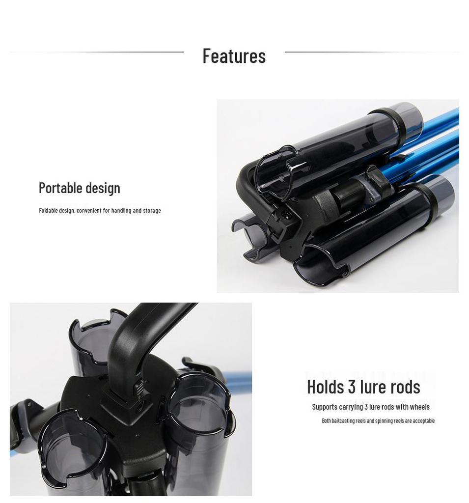 LETOYO Portable Aluminum Fishing Rod Tripod Stand with Tube Inserter