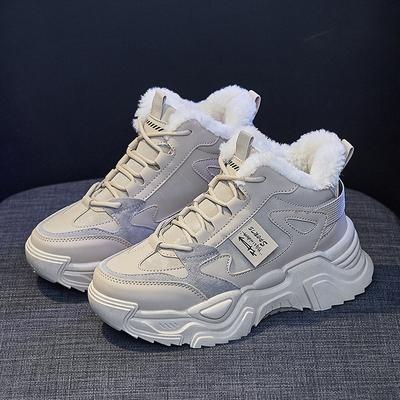 Fashion Women's Winter Sneakers Warm Fur Platform Sneakers Thick Sole Plush Casual Shoes Woman Comfort Ladies High Top Sneakers Feamle
