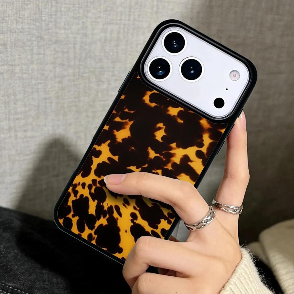 Capa Case for iPhone 17 Air 16 Pro Max 15 Plus 11 13 Mini 14 12 Back Phone Cover Tortoise Shell Pattern polished Marble