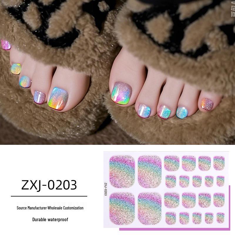 

Летние радужные омбре блестящие водостойкие наклейки для ногтей на ногах Rainbow Gradient