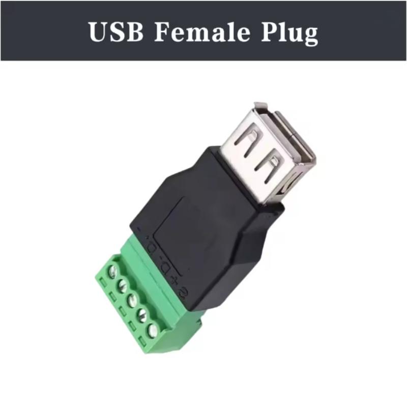 Computer Phone Keyboard Mouse USB Plugs Type A 2.0 Solderless Male/Female To Screw Connector with Shield Adapter