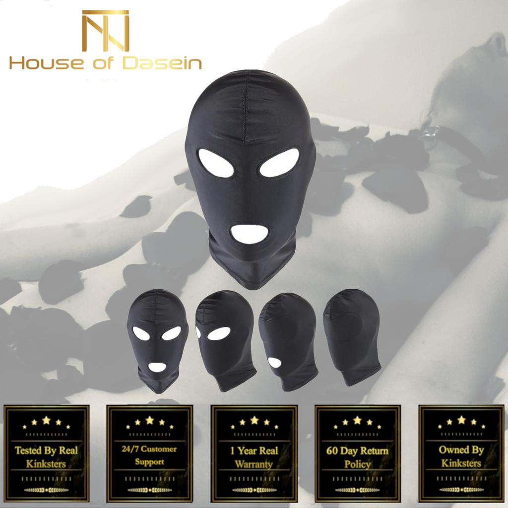 Black Hood Mask Stretchy Head Fetish Kink Restraints Hoods