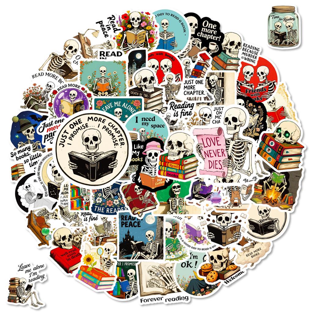 56 Skull Reading Graffiti Stickers Creative Personality Cartoon Text Stickers Decorative Guitar Notebooks