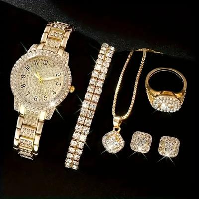 Women Gold WatchSet Diamond Fashion Wristwatch Female Casual Ladies Quartz Watches