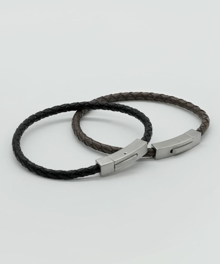 Iamj Simple Click Bar Leather Bracelet (2 Colors)