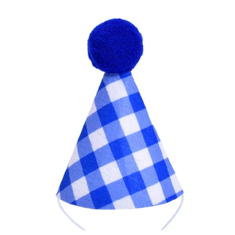 Small Dog Cats Party Hat for Birthday Celebration, Checkered Pet Cap with 10 X 6 Cm Size, Elastic Cord, Costume Headwear for Family Photos