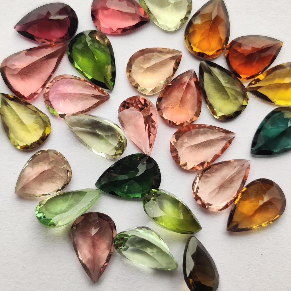 Best Quality Tourmaline Pear Cut Multi Gemstone, 6x9 MM Size Pear. Multi Tourmaline Loose Gemstone Lot, October Birthstone For Making Jewelry.