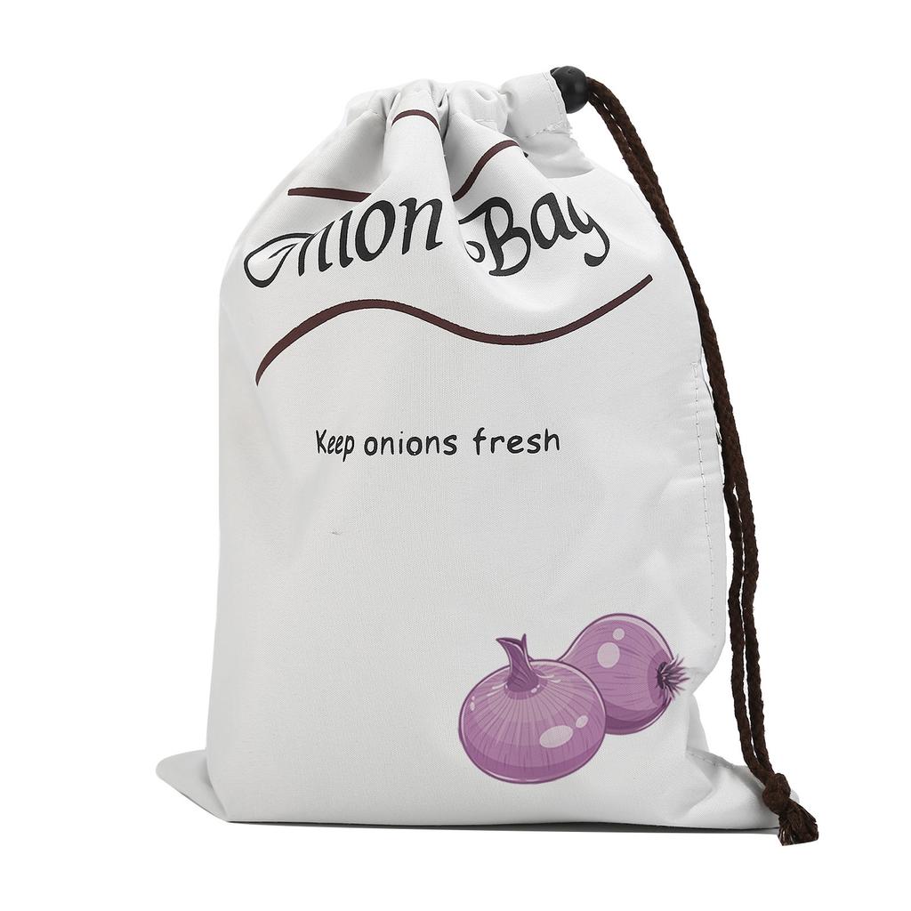 Reusable Onion Potatoes Storage Bag Large Drawstring Canvas Storage Bags With Side Zipper Keep Fresh Vegetable Fruit Organizer