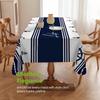 1 pezzo di tovaglia stampata in stile nautico estivo, blu navy con strisce bianche, yzb