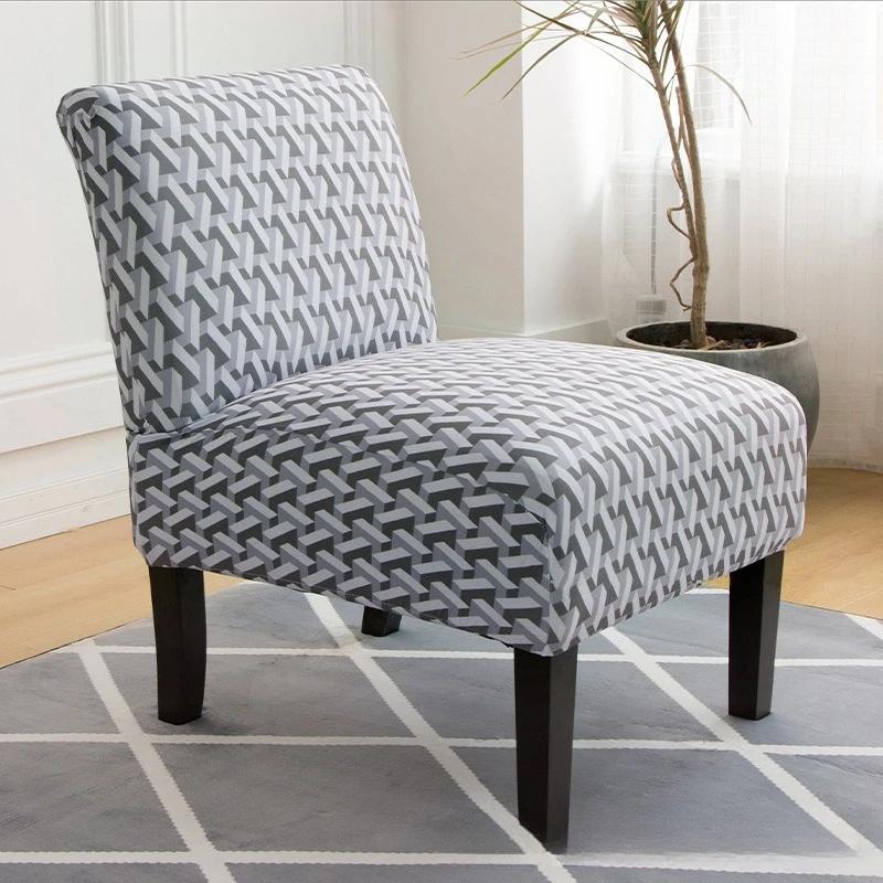 

Stretch Spandex Armless Accent Chair Slipcover Printed Chair Covers Furniture Protector for Dining Living Room Office Reception 1 pcs