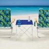 Foldable Portable Beach Table with Rust Resistant Steel Frame Weather Resistant Top and Drink Holders Ideal Camping Picnic