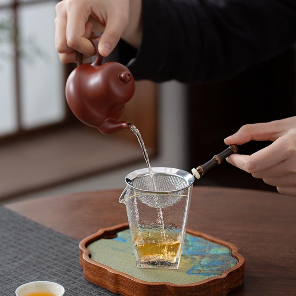 Bamboo Tea Strainer Stainless Steel Fine Mesh Strainer Portable Food Sifters  for Kitchen