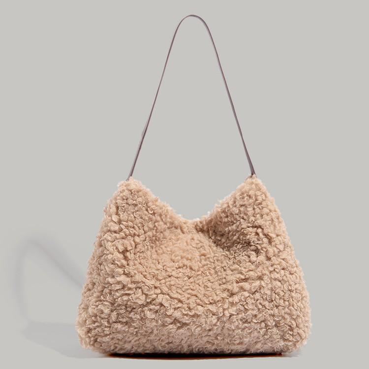 

Autumn and winter new lamb wool armpit bag women s lazy style relaxation shoulder bag versatile large capacity tote bag