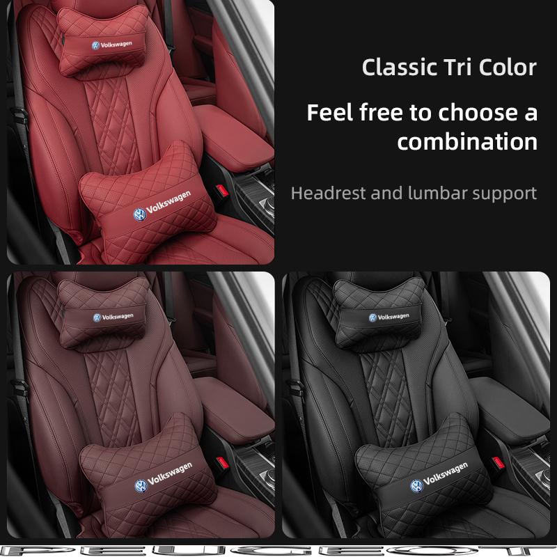 Car Seat Head Support Cushion Lumbar Pillow Interior Accessories For VW GTI Polo Golf Passat Tiguan Arteon CC Taigo T-ROC HubCap