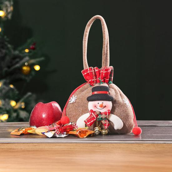 Christmas Gift Bags 3D Snowman Santa Elk Doll Reusable Xmas Burlap Sacks with Handle for Christmas Party Favors Holiday Presents Wrapping