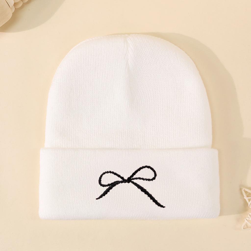 Outdoor Cycling Warm Cold Hat Bow Knitted Hat Trendy Versatile Autumn And Winter Cold Wool Hat Women
