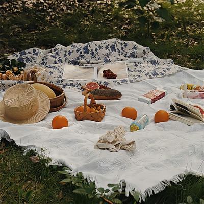 Picnic Picnic Sheet for Picnic Compact Easy To Piano Cloth Sheet, 1-4 People, Mat, Nordic, Fringe, Lace, Stylish, Excursion, Outdoor, Lightweight,