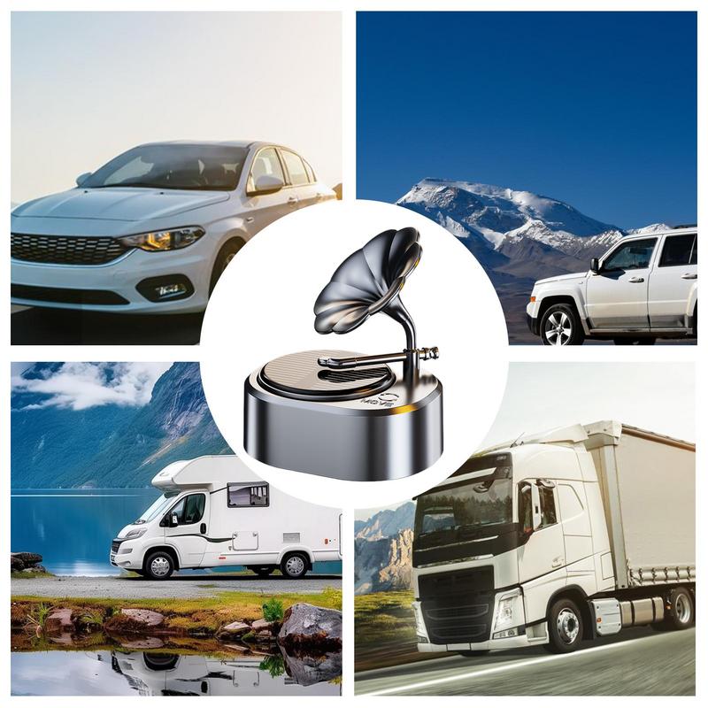 Solar Air Freshener Car Solar Power Aromatherapy Diffuser Fragrance Diffuser Rotating Phonograph Decor For Interior Dashboard