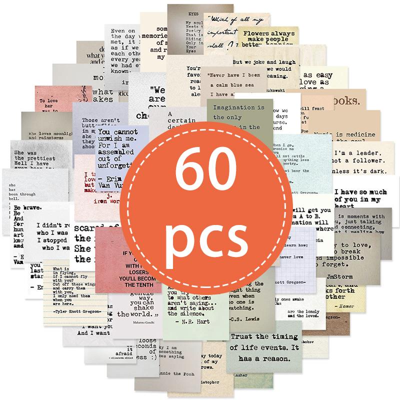 50PCS Motivational Quotes Stickers Retro Typewriter Style Famous Words Inspirational Positive Stickers Journaling Scrapbooking