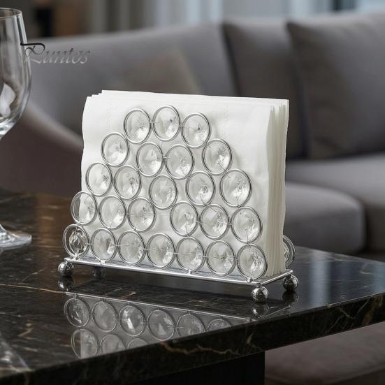 Vertical Paper Towel Stand Crystal Napkin Holder, Stable Storage Stand, with Anti-Slip Modern Rack Feet, Durable Rust-Proof Tissue Dispenser for Home