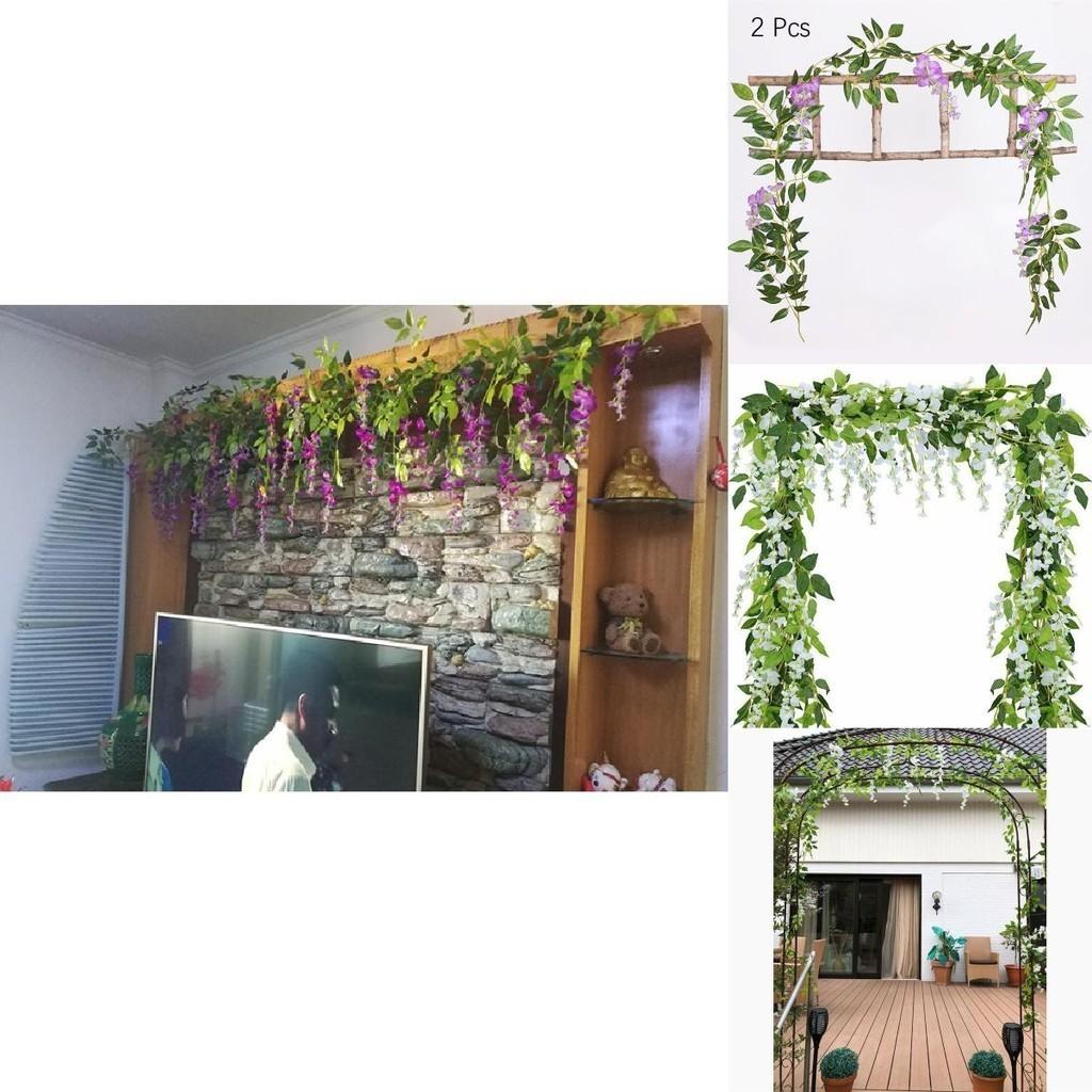 Lifelike 2x Artificial Wisteria Flower Vine With Stunning Colors For Home Decor