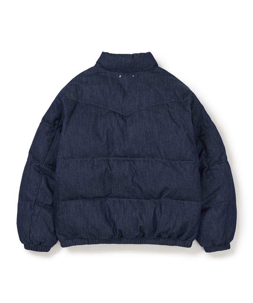 West Grand Boulevard Monstro Crop Denim Puffer Jacket Washed Blue