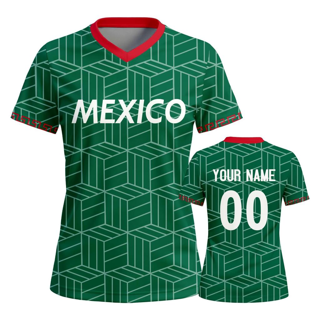 Women's Customizable Soccer Jersey Lightweight Breathable Sports Shirt V Neck Short Sleeve Athletic Top for Team Matches Training