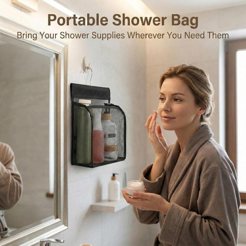 Large Capacity Shower Storage Basket Breathable Toiletry Organizer Hanging Shower Bag  Travel