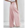 Women High Waist Cross Pleated Wide Leg Pants Casual Loose Trousers