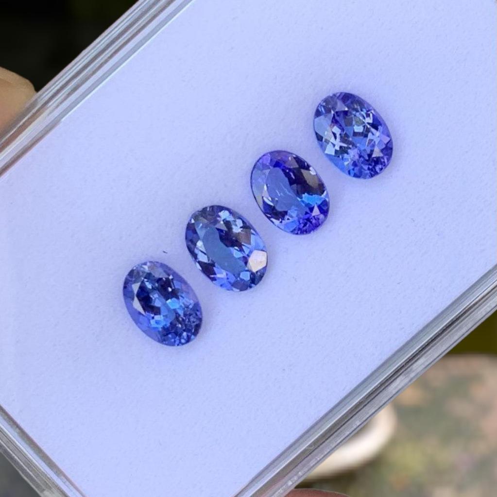 8x6 MM Size AA Color Natural Tanzanite Gemstone Lot, Loose 4 Pcs Oval Cut Gemstone.