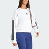 Adidas Casual Striped Crew Neck Pullover Long Sleeve Sweatshirt Women sweatshirt White JD5285