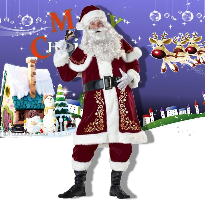 Plus Size Christmas Costumes Adult Men and Women Santa Claus Couple Performance Clothes Accessories