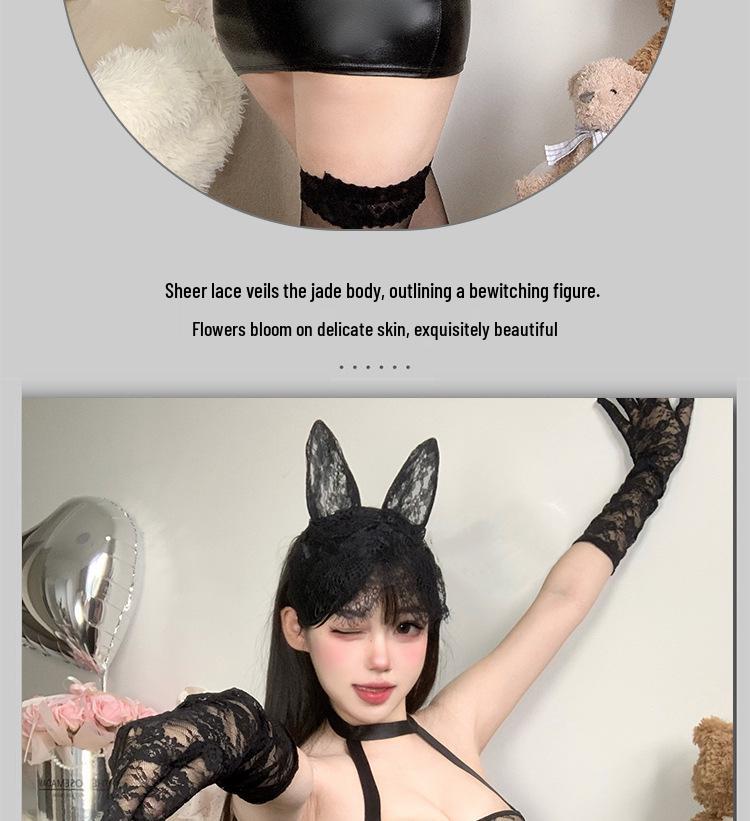 Pure Desire Lace See-Through Halterneck Sensual Lingerie Bodysuit Set for Role Play