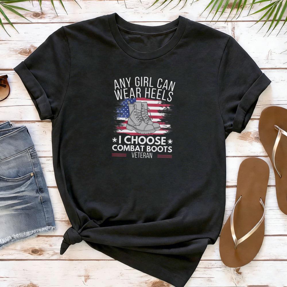 FeUnisex Veteran Shirt US FeUnisex Veteran Women Tops I Choose Combat Boots Patriotic Military Veterans Day FeUnisex Soldier Gift S