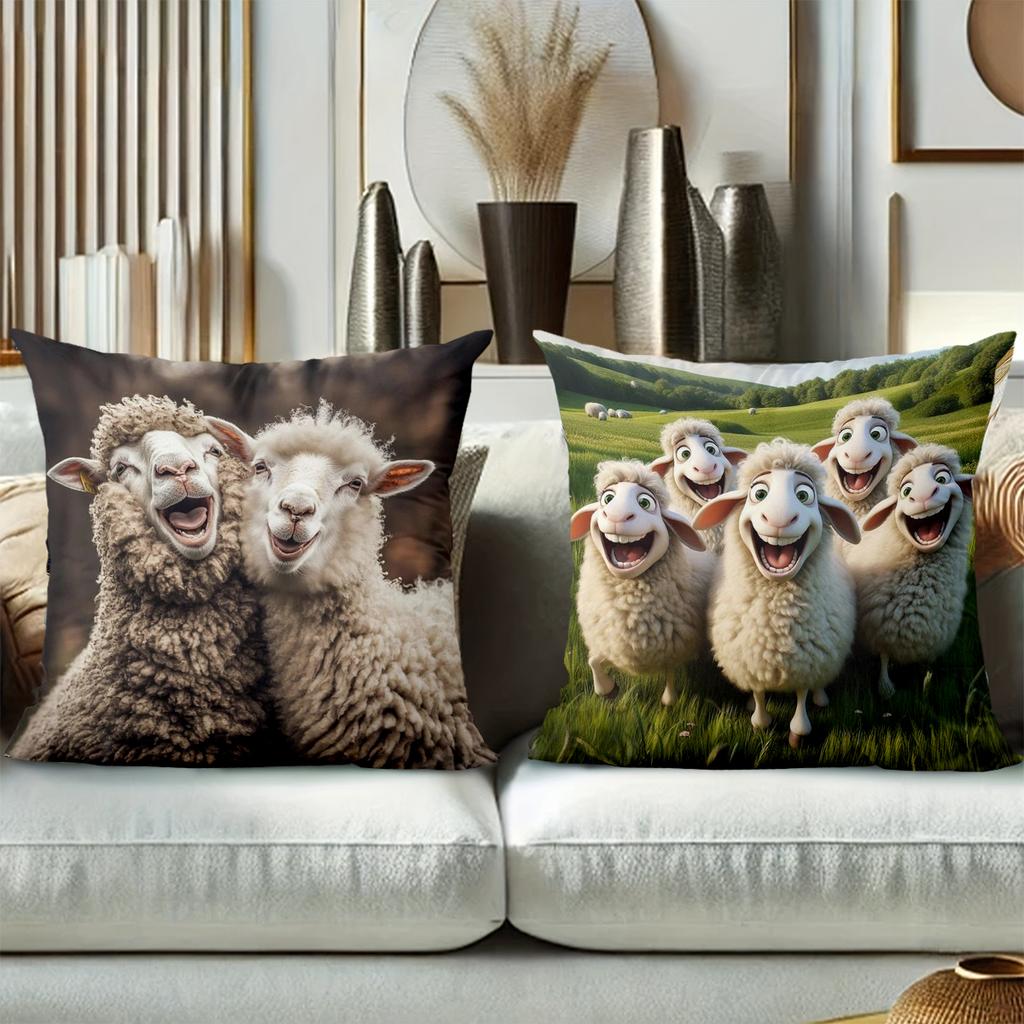 Cute Llama And Sheep Pattern Decorative Cushion Covers Polyester pillowcase, sofa decorative cushion cov Headboard Pillow