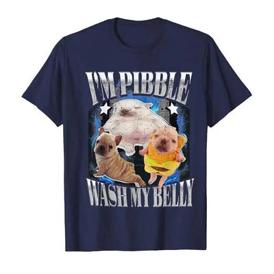 Heren Top Grappige Meme Pibble Meme Was Mijn Buik Schoon Mijn Buik Meme T-shirt Casual Print Katoenen T-shirts Korte Mouw Tops Unisex