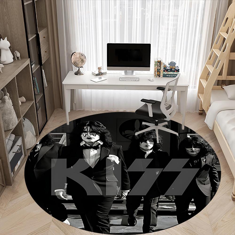 1pc KISS Band Office Round Area Rug, Under Office Chairs Bedroom Living Room Home Decor A1016305