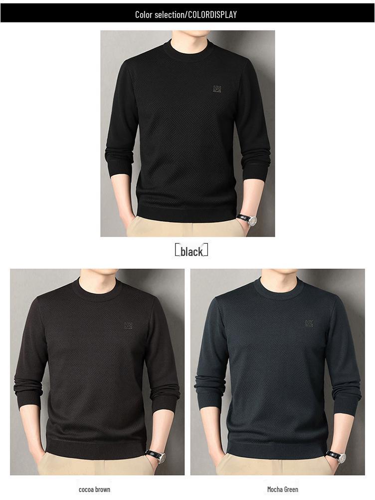 2025 Autumn Men's Plus Velvet Thick Knit Sweater - Warm Casual Top