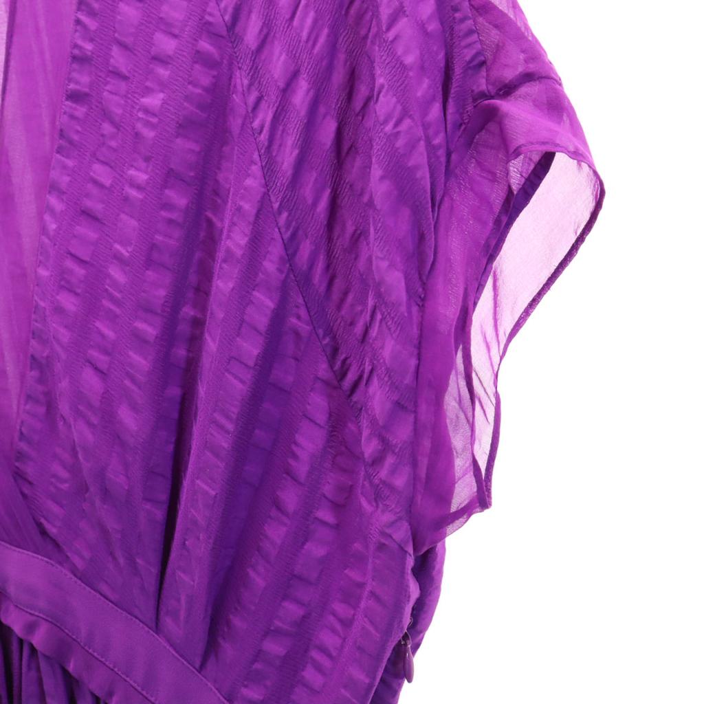 BALENCIAGA.SILK Short sleeve V neck one piece 38 purple French sleeve Women Used