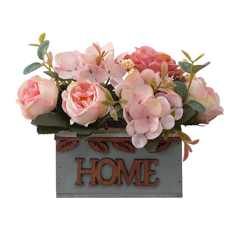 Artificial Peony Flower In Pot With Silk Material For Table Centerpiece And Event Decor