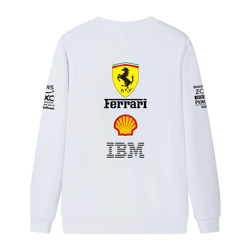 Unisex Damen Herren Frühling und Herbst F1 Ferrari Racing Print Rundhals Sweatshirt Lässig Locker Langarm Pullover Sport Streetwear