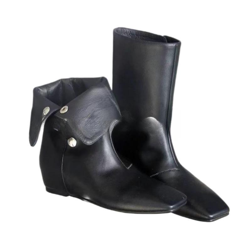 Fashion Flats Women Ankle Boots Suede Square Toe Shoes Winter Designer New 2025 Trend Goth Chelsea Cozy Non Slip Botas De Mujer